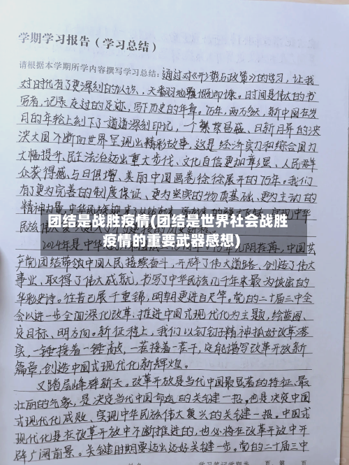 团结是战胜疫情(团结是世界社会战胜疫情的重要武器感想)-第2张图片