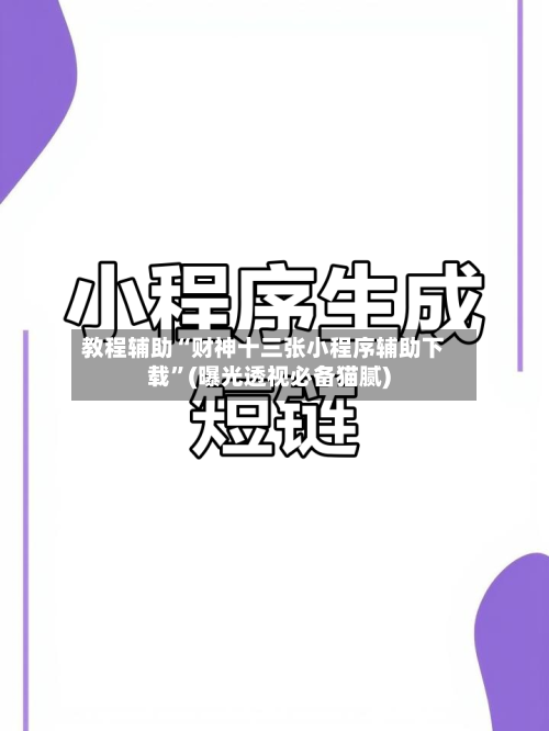 教程辅助“财神十三张小程序辅助下载”(曝光透视必备猫腻)