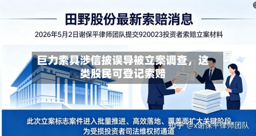 巨力索具涉信披误导被立案调查，这类股民可登记索赔
