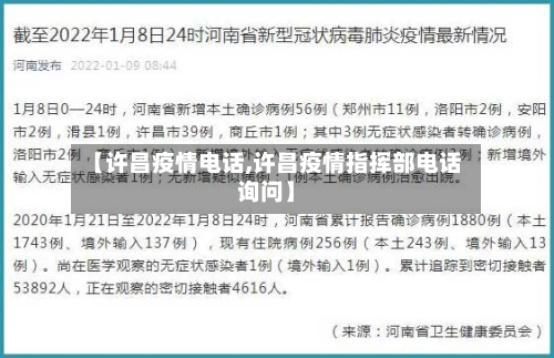 【许昌疫情电话,许昌疫情指挥部电话询问】
