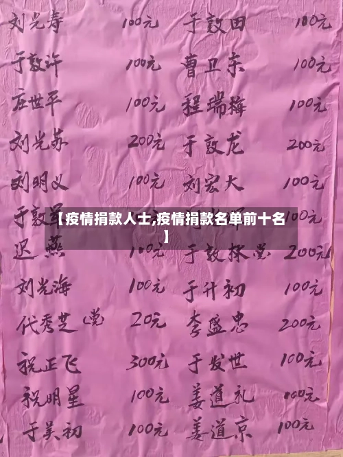 【疫情捐款人士,疫情捐款名单前十名】