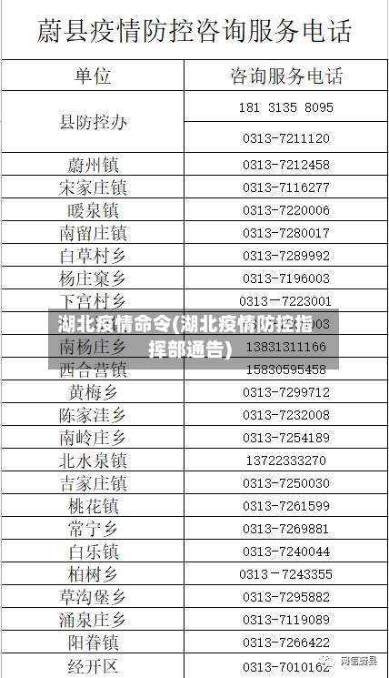 湖北疫情命令(湖北疫情防控指挥部通告)