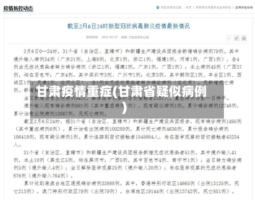 甘肃疫情重症(甘肃省疑似病例)