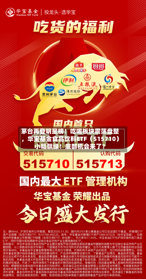 茅台再登明星榜！吃喝板块震荡盘整，华宝基金食品饮料ETF（515710）小幅飘绿！底部机会来了？
