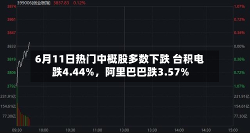 6月11日热门中概股多数下跌 台积电跌4.44%，阿里巴巴跌3.57%