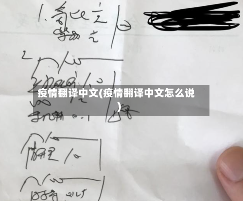 疫情翻译中文(疫情翻译中文怎么说)