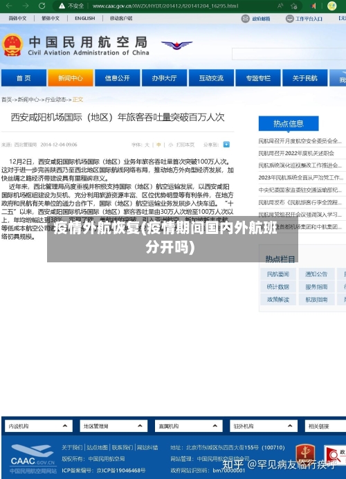 疫情外航恢复(疫情期间国内外航班分开吗)
